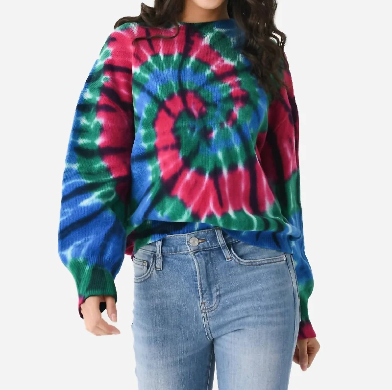 Sky Knitted Sweater In Fractal Green Mesh Blend Leather Blend Suede Blend