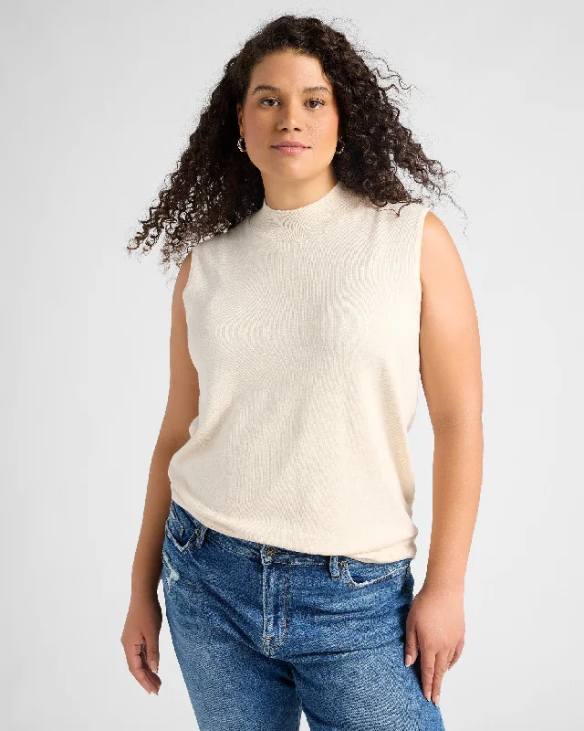 Plus Size Sleeveless Knit Mock Neck Sweater Top Notch Collar Peter Pan Collar Cowl Neck Plus Size Sleeveless Knit Mock Neck Sweater Top Notch Collar Peter Pan Collar Cowl Neck