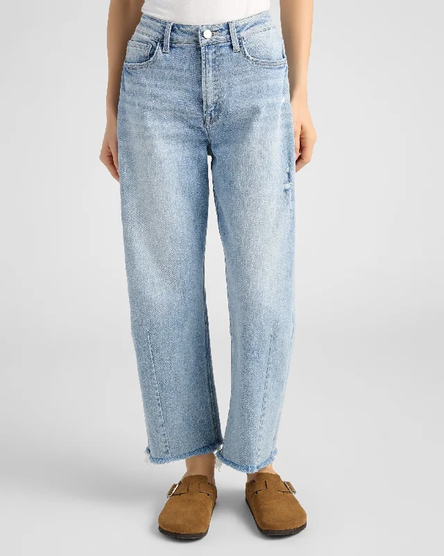Super High Rise Barrel Leg Jeans Fashionable Relaxed Fit Denim