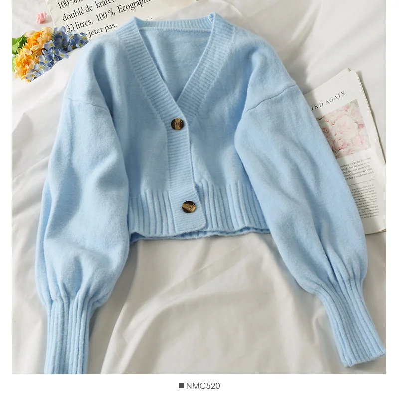 Sweater female small short two button long sleeve sweater 1880 Modern Contemporary Chic Sweater female small short two button long sleeve sweater 1880 Modern Contemporary Chic
