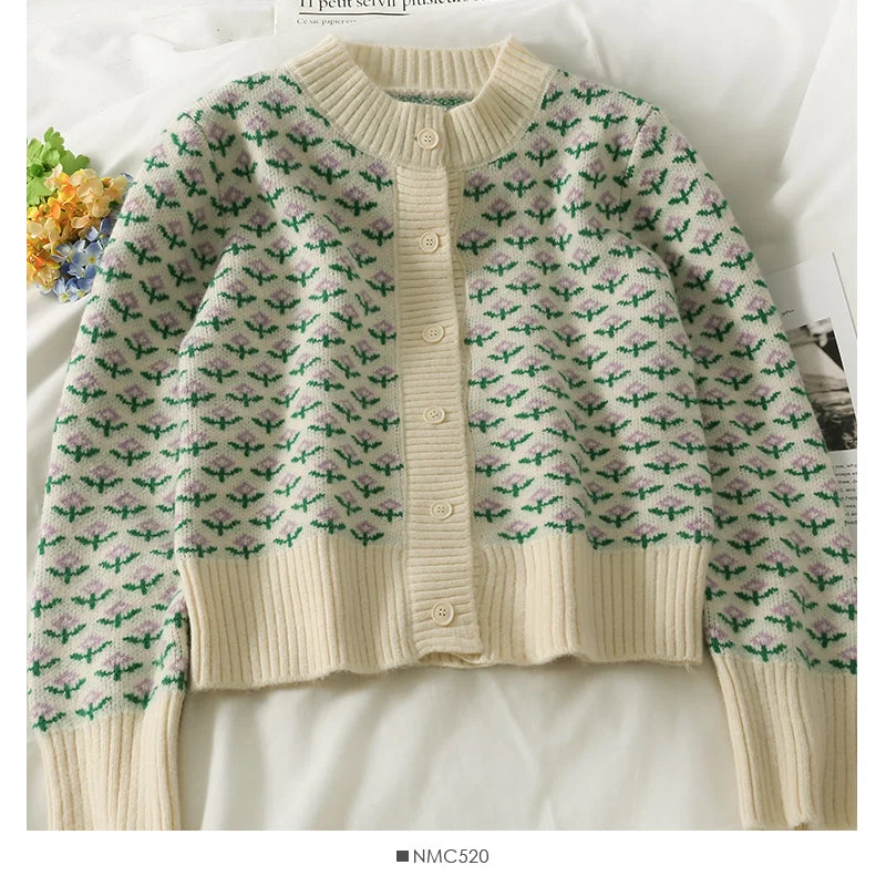 Sweater women's autumn color matching printed long sleeved Knitted Top 1956 Modern Contemporary Chic Sweater women's autumn color matching printed long sleeved Knitted Top 1956 Modern Contemporary Chic