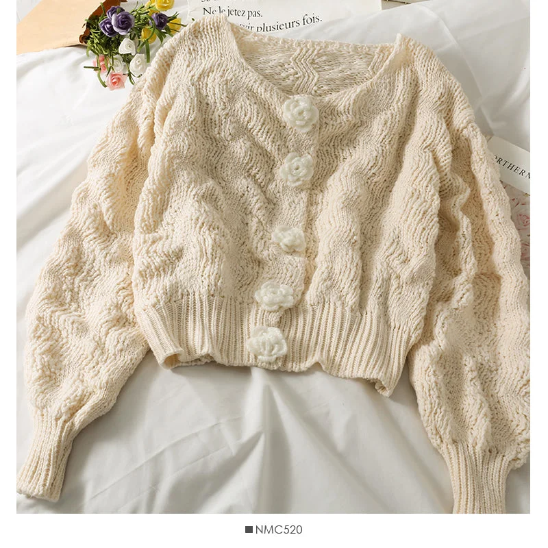 Sweater women's autumn three-dimensional flower sweet long sleeved sweater 1882 Stylish Fashionable Trendy Sweater women's autumn three-dimensional flower sweet long sleeved sweater 1882 Stylish Fashionable Trendy