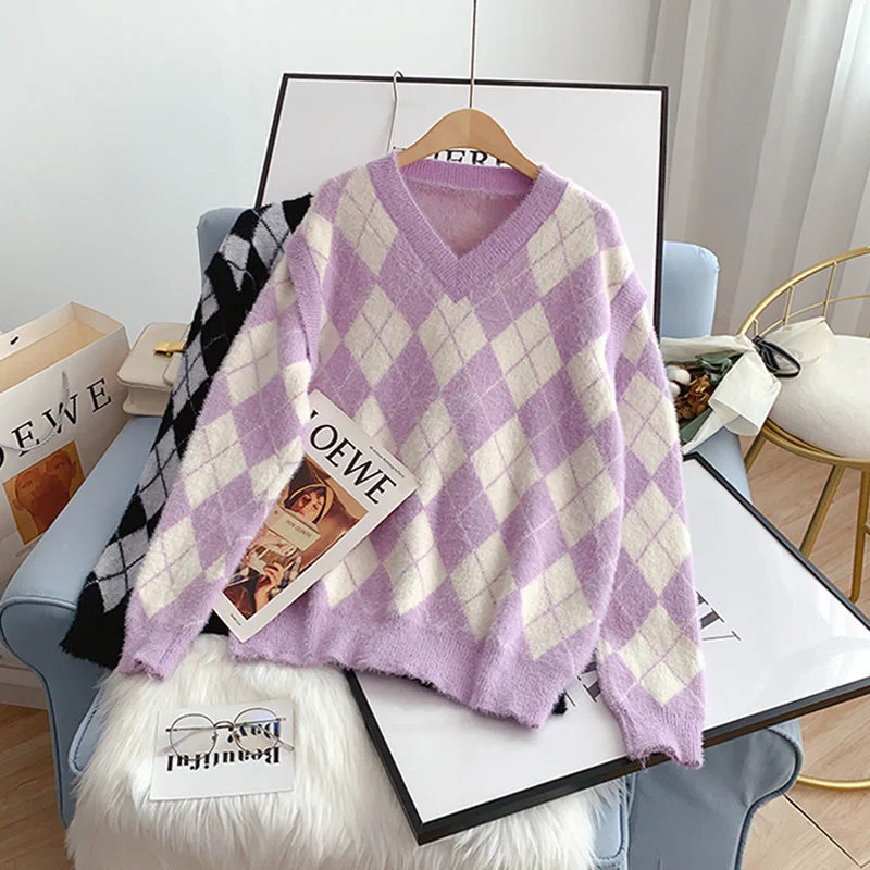 Sweet lazy wind imitation mink velvet checkered sweater 5006 Knit Fabric Woven Fabric Fleece Fabric Sweet lazy wind imitation mink velvet checkered sweater 5006 Knit Fabric Woven Fabric Fleece Fabric