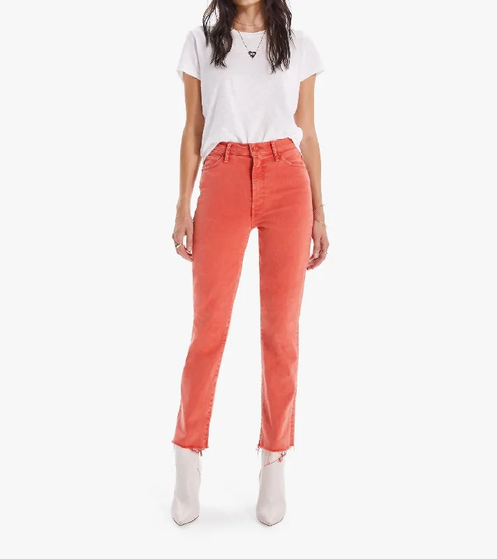 The Swooner Rascal Ankle Fray Jean In Flame Scarlett Casual Distressed Skinny Jeans