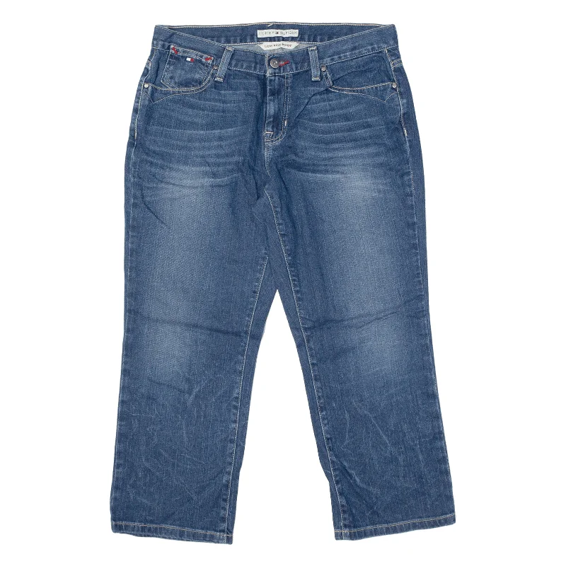 TOMMY HILFIGER Low Rise Jeans Blue Denim Regular Bootcut Stone Wash Womens W32 L24 Stylish Tapered Fit Jeans