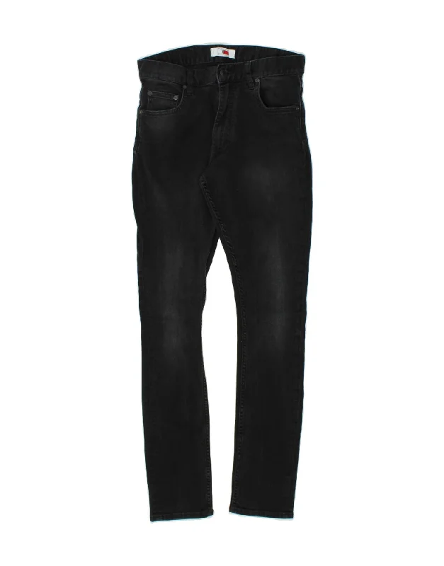 TOMMY HILFIGER Womens Skinny Jeans W30 L32 Black Cotton Chic Rip-Detail High-Waist Jeans