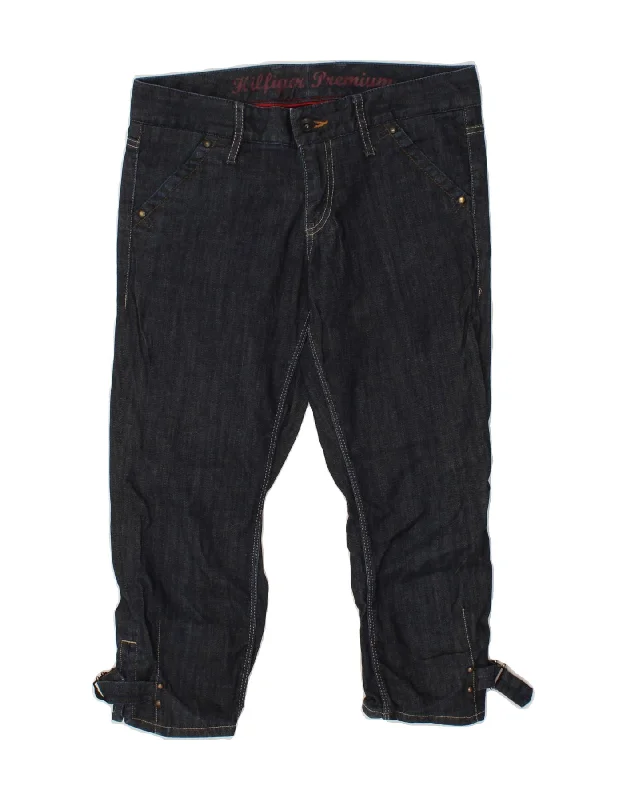 TOMMY HILFIGER Womens Slim Capri Jeans W32 L20 Navy Blue Cotton Comfortable Folded Hem Jeans