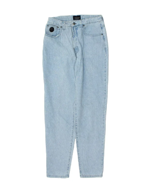 TRUSSARDI JEANS Womens High Rise Tapered Jeans W34 L32 Blue Cotton Trendy Wide-Leg High-Waist Denim
