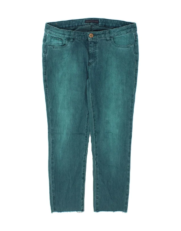 TRUSSARDI Womens Tapered Cropped Jeans W28 L25 Blue Cotton Trendy Plus Size Jeans