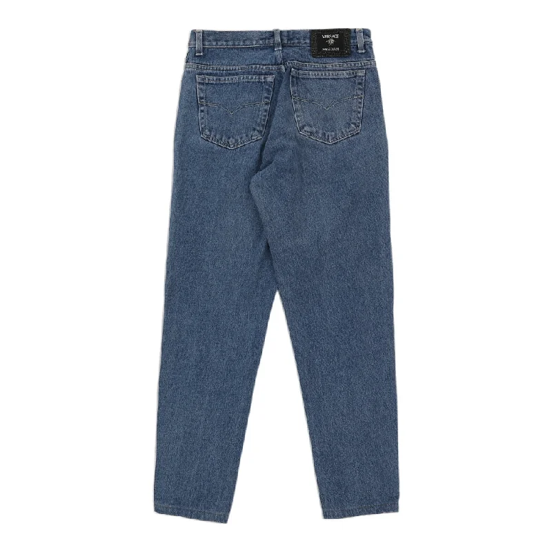 Versace Jeans Couture Jeans - 30W UK 10 Blue Cotton Trendy Wide-Legged High-Waist Jeans Versace Jeans Couture Jeans - 30W UK 10 Blue Cotton Trendy Wide-Legged High-Waist Jeans
