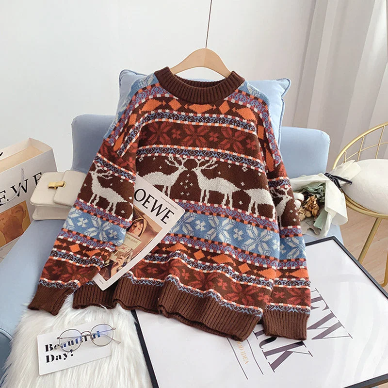 Vintage Lingge Christmas elk sweater female 4980 Faux Fur Fabric Real Fur Fabric Shearling Fabric Vintage Lingge Christmas elk sweater female 4980 Faux Fur Fabric Real Fur Fabric Shearling Fabric