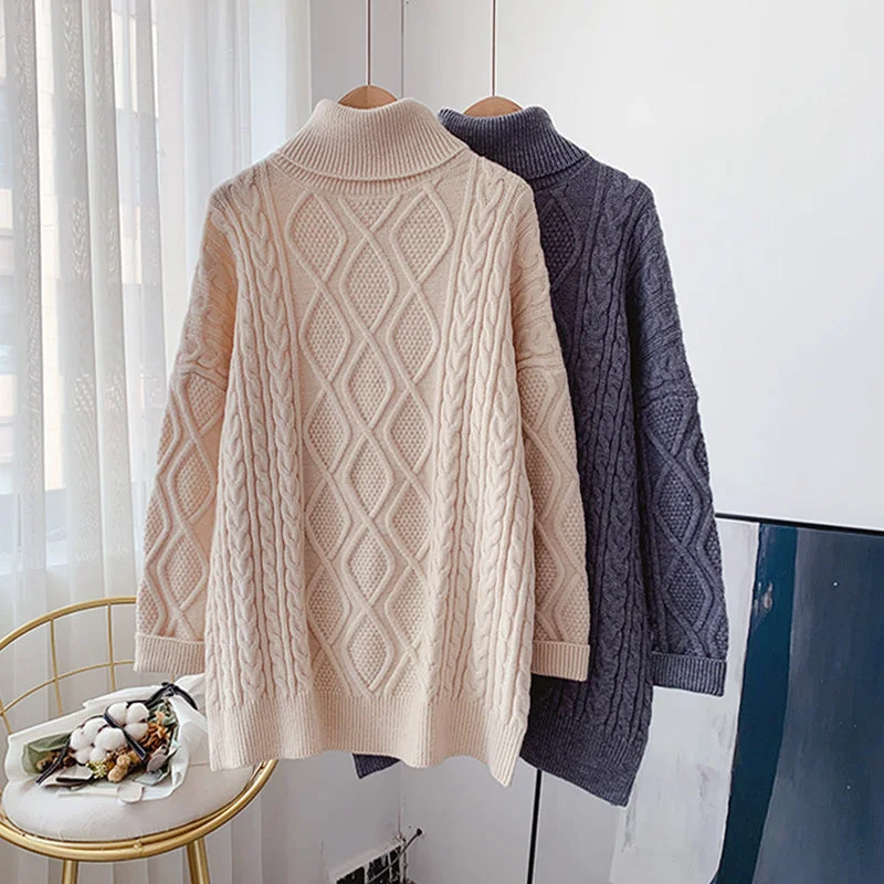Wear a lazy Korean jacket outside the twist turtleneck sweater 4954 Fleece Sweater Nylon Polyester Wear a lazy Korean jacket outside the twist turtleneck sweater 4954 Fleece Sweater Nylon Polyester