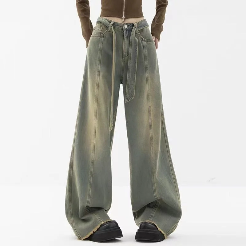 Winter Y2k Fashion Women Harajuku Jeans Wide Leg Classic Button Fly Jeans