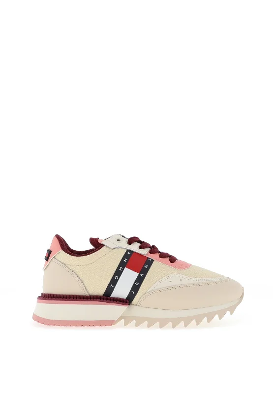 Tommy Jeans Mixed Cleat Trainers, Beige Multi Comfortable Flare Leg Jeans