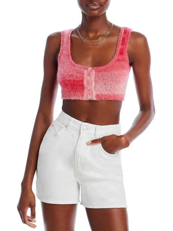 Womens Alpaca Blend Button-Up Crop Sweater Stylish Fashionable Trendy
