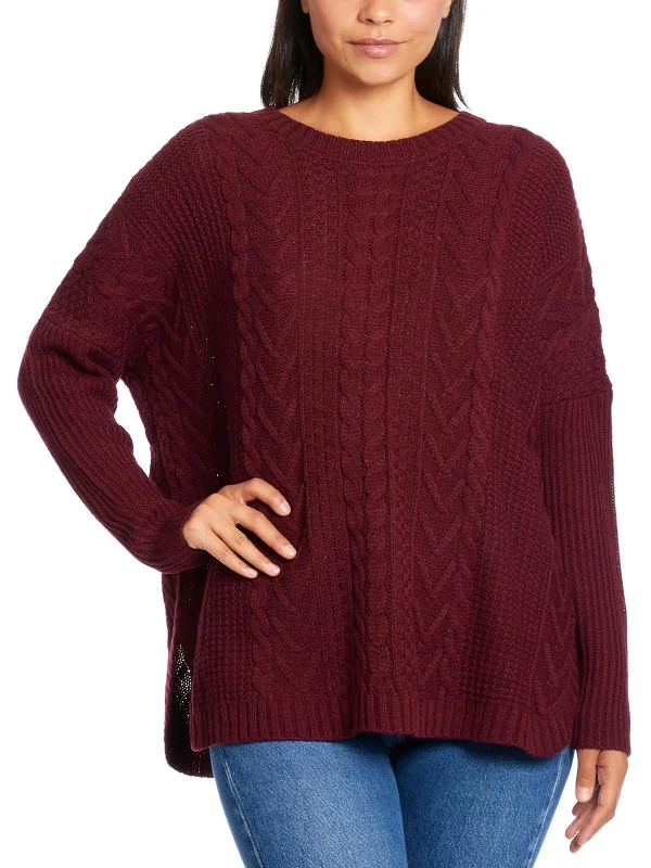 Womens Cable Knit Long Sleeve Pullover Sweater Lightweight Heavyweight Midweight