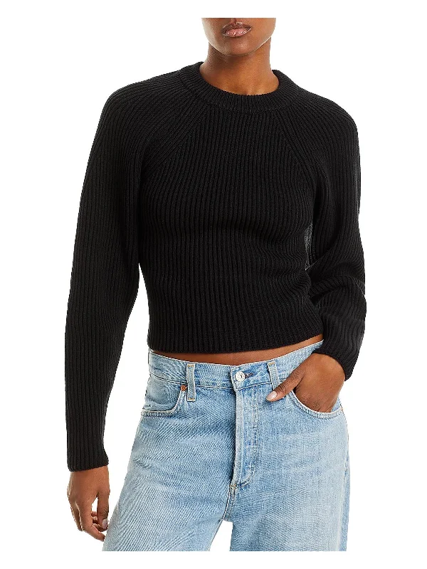 Womens Cotton Crewneck Pullover Sweater Tailored Straight A-Line