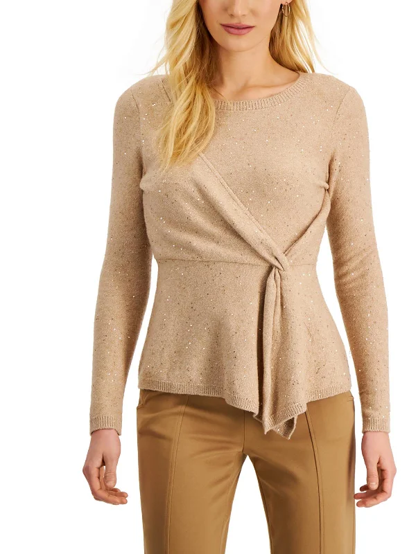 Womens Metallic Knit Pullover Sweater Fleece Sweater Nylon Polyester