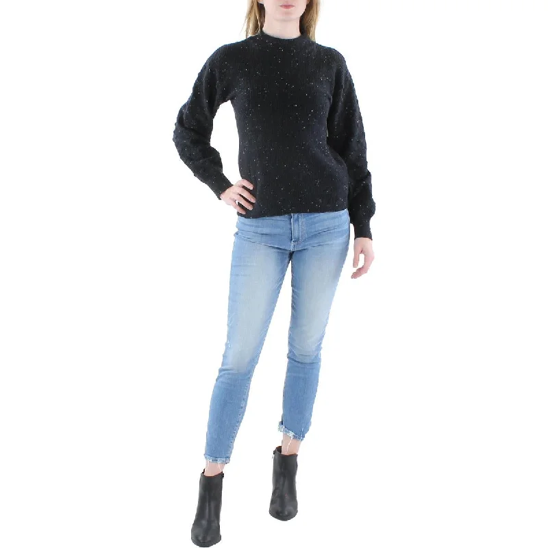 Womens Mock Turtleneck Ribbed Pullover Sweater Thin Thick Dense