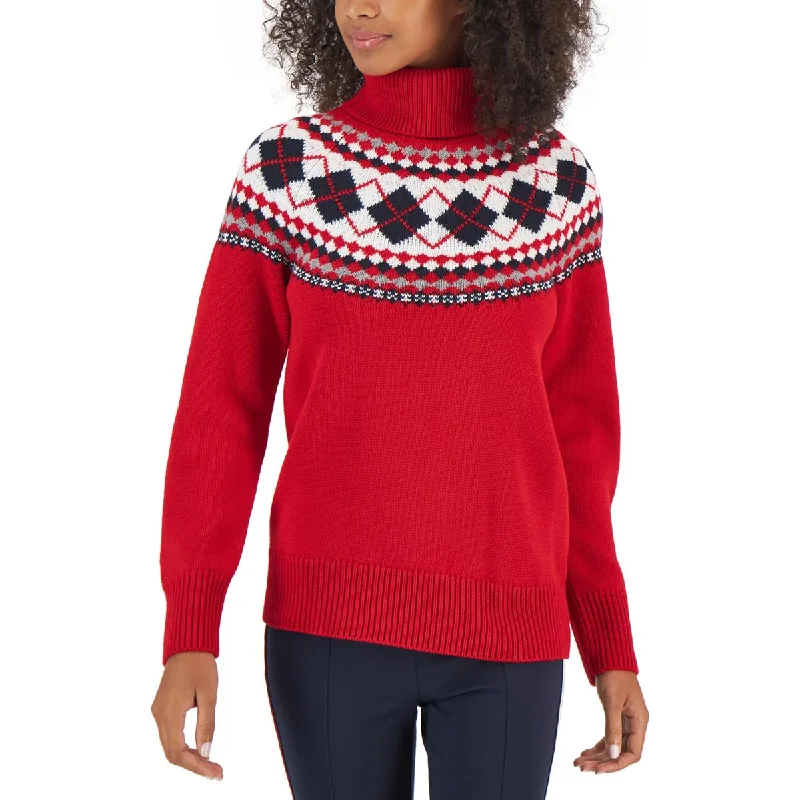 Womens Pattern Turtle Neck Pullover Sweater Stylish Fashionable Trendy