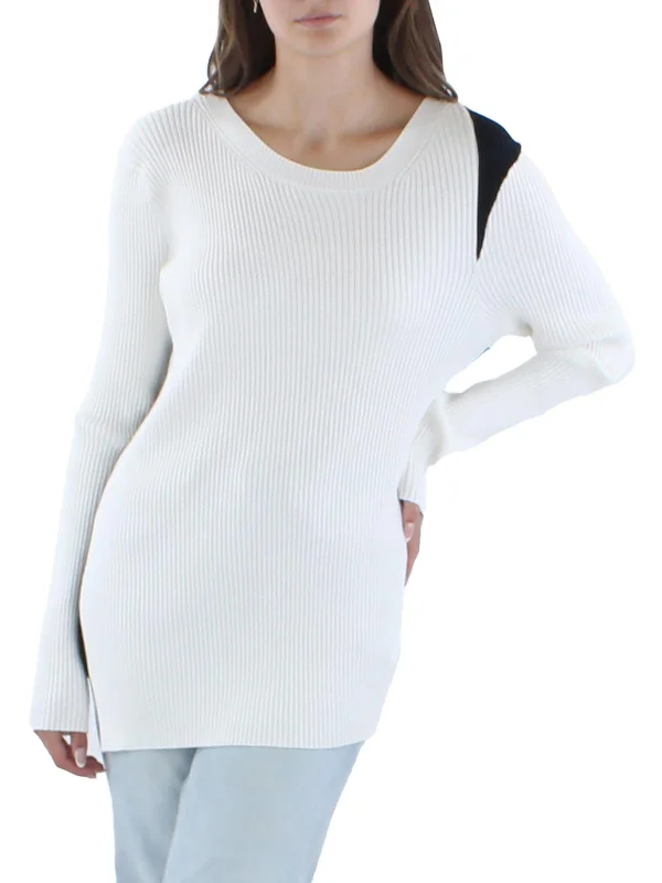 Womens Ribbed Colorblock Crewneck Sweater Long Sweater Short Sweater Cropped Sweater Womens Ribbed Colorblock Crewneck Sweater Long Sweater Short Sweater Cropped Sweater