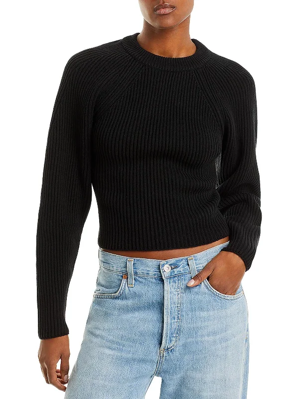 Womens Ribbed Cotton Pullover Sweater Wool Fabric Cashmere Fabric Tweed Fabric