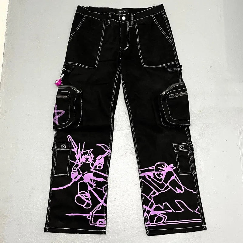 Y2K baggy Jeans trend jeans men women models printed casual streetwear hip hop Stylish High-Waisted Denim Y2K baggy Jeans trend jeans men women models printed casual streetwear hip hop Stylish High-Waisted Denim