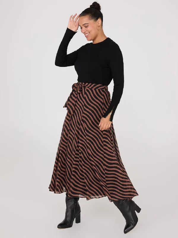 Printed Chiffon Button-Front Skirt lace skirt romantic