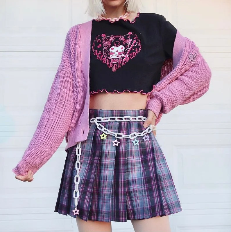 EGIRL PLAID JK PLEATED SKIRT BY62908 high slit skirt