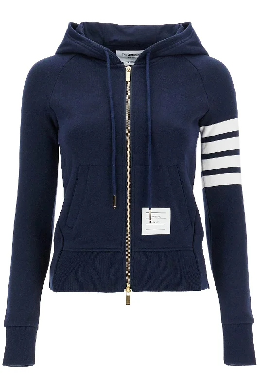 4-bar Full Zip Hoodie Hoodie with Ribbed Cuffs Snug Fit Comfort