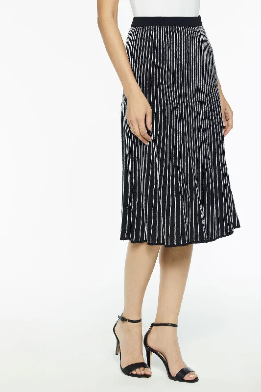 A-Line Midi Skirt - Crystal Pleat Knit cashmere skirt soft