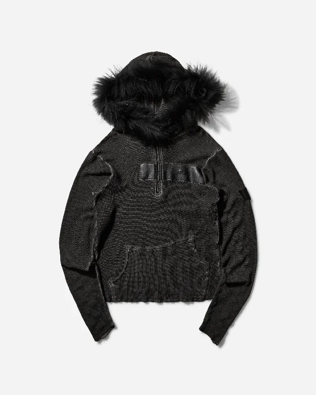 Women's Half-Zip Hoodie Black Oversized Hoodie Comfort Casual