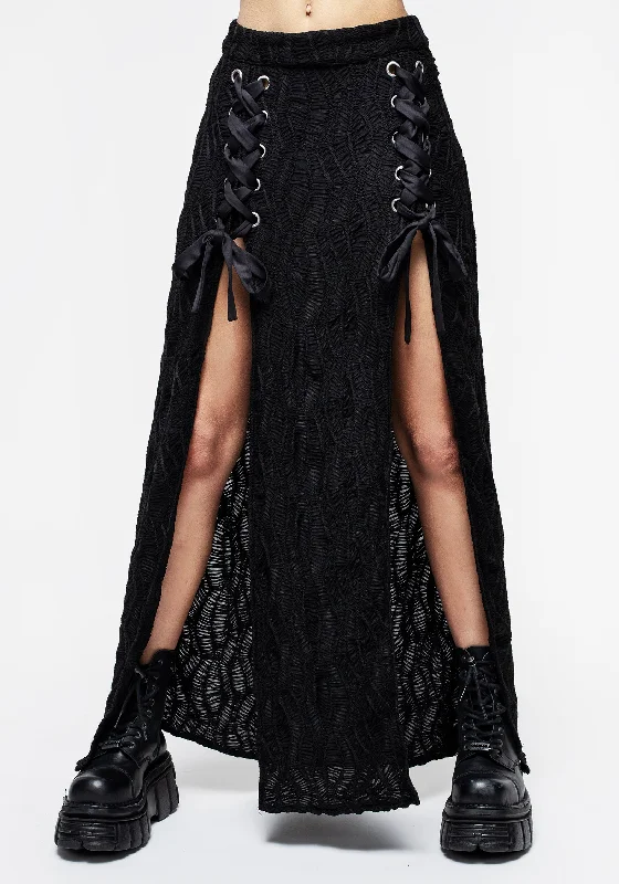 Agitate Textured Jersey Split Maxi Skirt lace skirt delicate