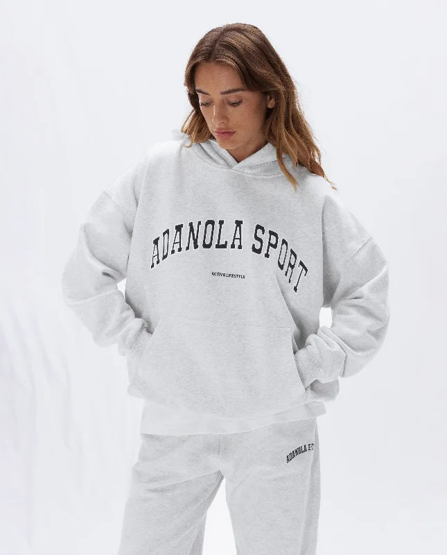 AS Oversized Hoodie - Light Grey Melange Hoodie with Cuffed Sleeves Snug Secure