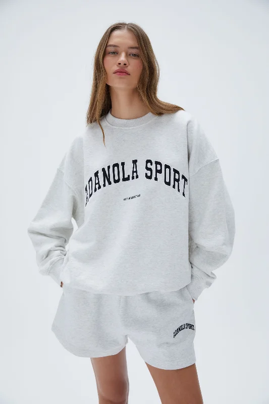 AS Oversized Sweatshirt - Light Grey Melange Hoodie with Front Slit Layering Stylish AS Oversized Sweatshirt - Light Grey Melange Hoodie with Front Slit Layering Stylish