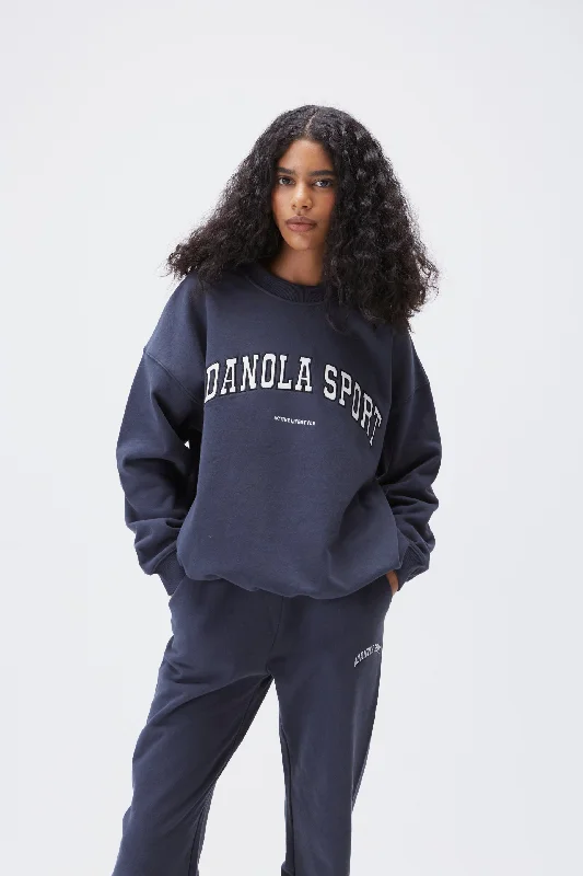 AS Oversized Sweatshirt - Midnight Blue Hoodie with Applique Textured Unique