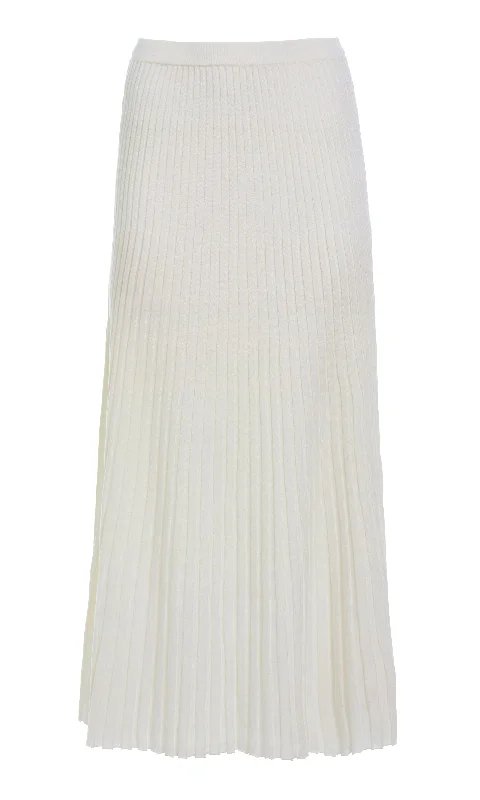 Aurora Knit Maxi Skirt in Ivory Merino Wool leather skirt refined