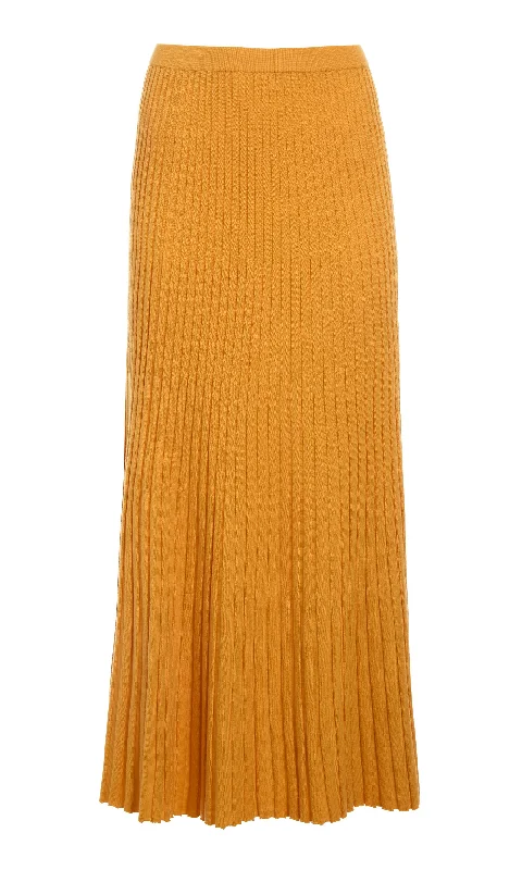 Aurora Knit Maxi Skirt in Yellow Merino Wool denim skirt casual