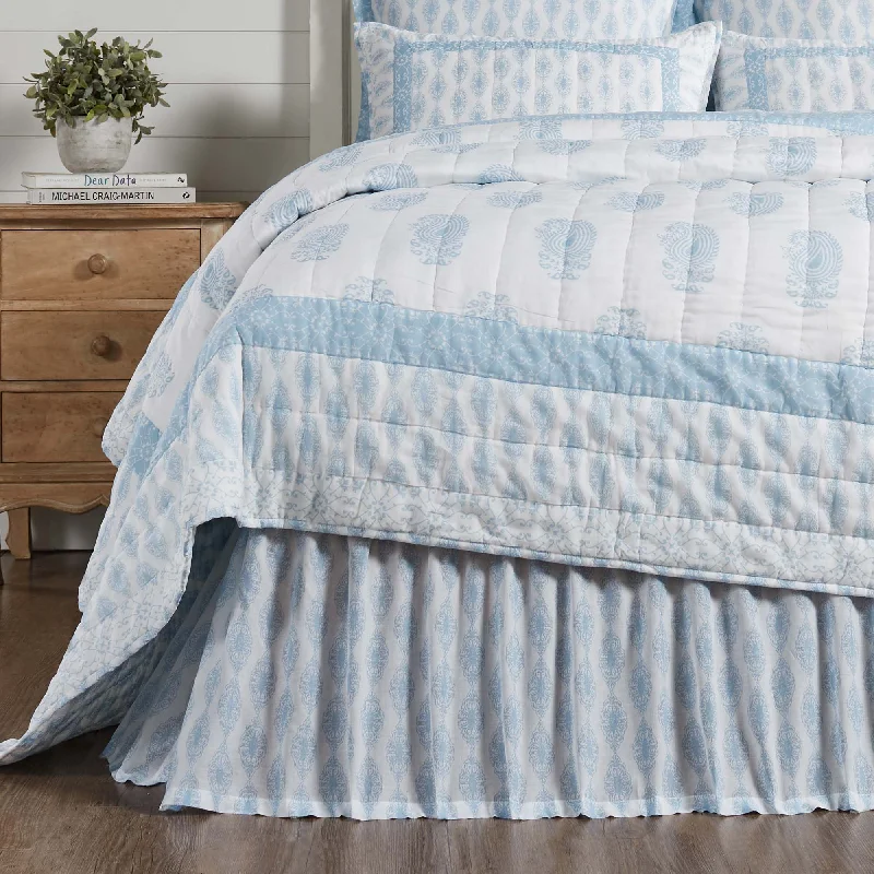 Avani Blue Queen Bed Skirt 60x80x16 VHC Brands high slit skirt