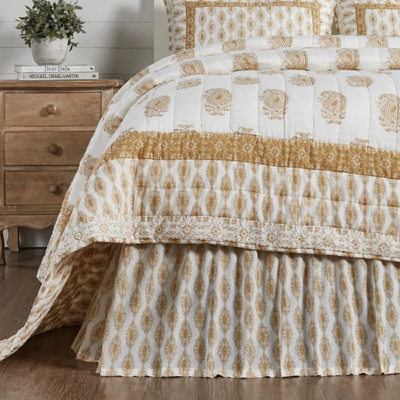 Avani Gold Queen Bed Skirt 60x80x16 VHC Brands high waist skirt
