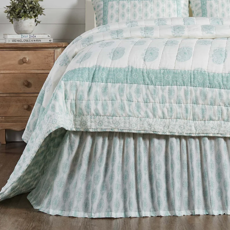 Avani Sea Glass Queen Bed Skirt 60x80x16 VHC Brands velvet skirt luxury