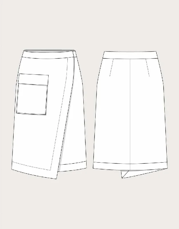 Aysmmetric Midi Skirt Sewing Pattern, The Assembly Line satin skirt smooth