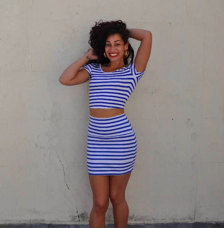 Basti Mini Skirt in Royal Stripe silk skirt lustrous