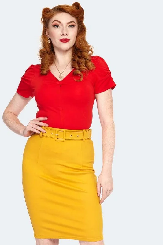 Belted Pencil Skirt linen skirt relaxed