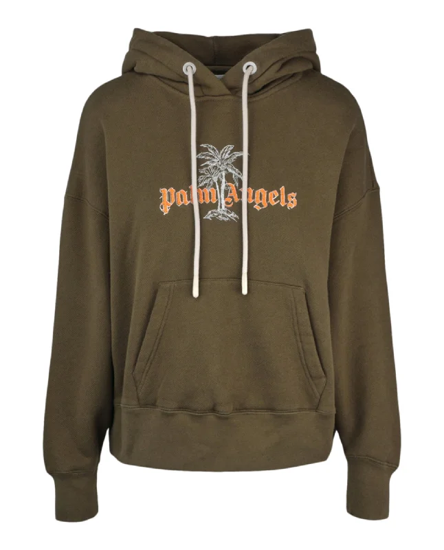 Palm Angels Womens Logo Palm Hoodie Hoodie with Hem Drawcord Adjustable Customizable