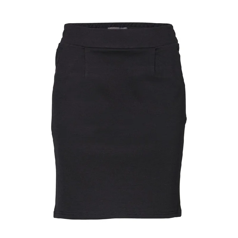 ICHI Black Polyester Skirt denim skirt durable