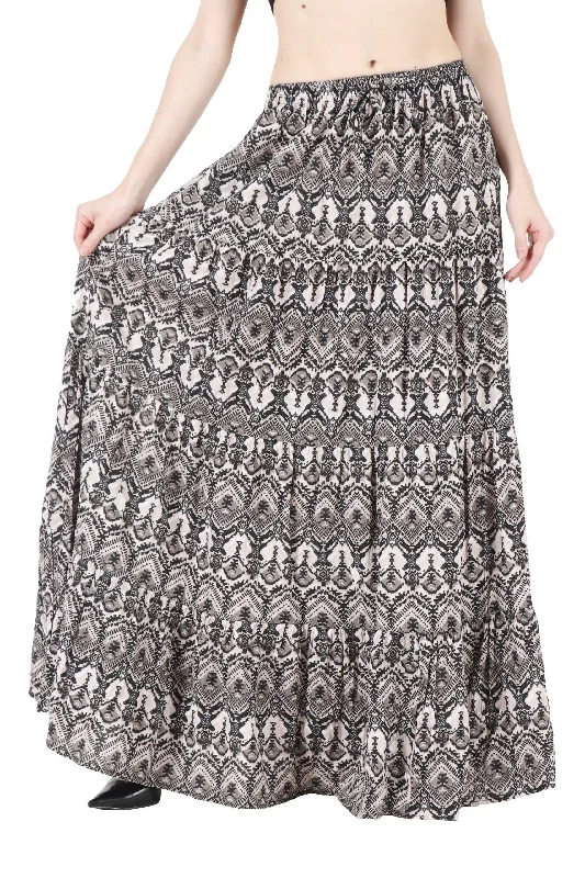 Black & White Geometric Printed Skirt belted skirt waist