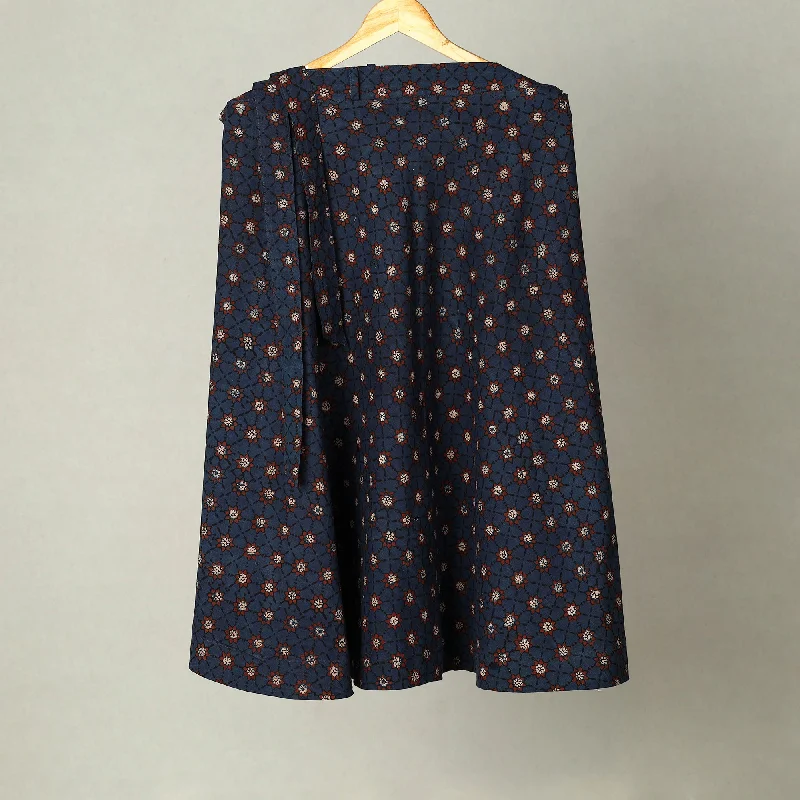 Blue - Block Print Cotton Wrap Around Ajrakh Skirt 36 lace skirt delicate