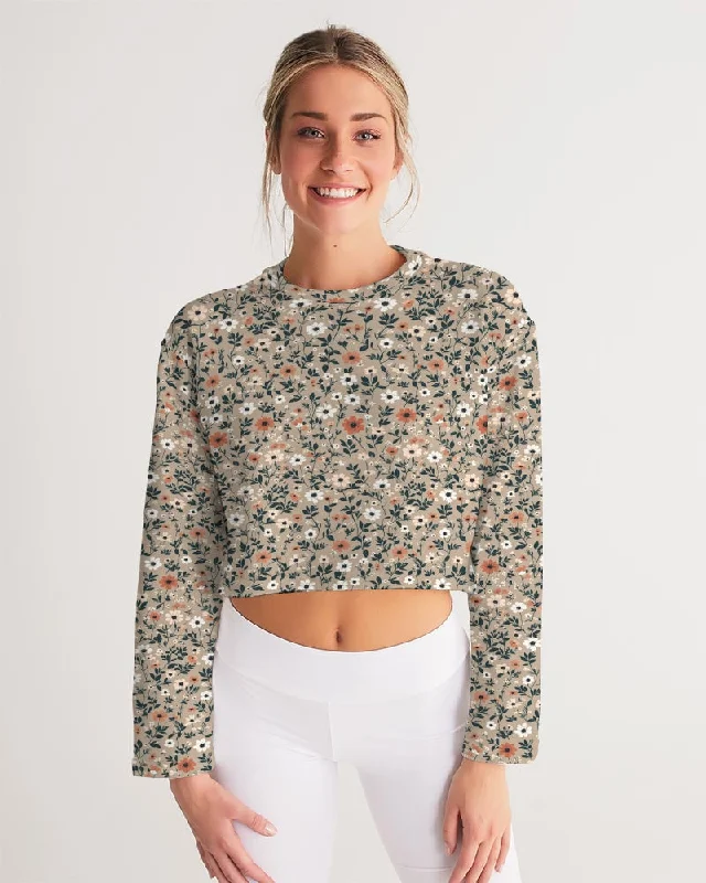 Busy and pretty Women's All-Over Print Cropped Sweatshirt Hoodie with Relaxed Fit Easy Casual