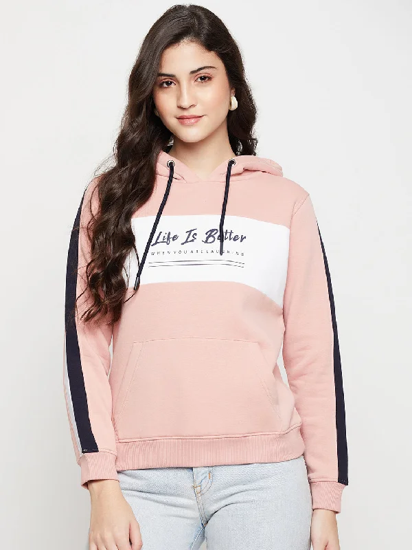 Women's Casual Pink Regular Full Sleeve Pullover Hoodie Sweatshirt Hoodie with Thumb Holes Functional Cozy Women's Casual Pink Regular Full Sleeve Pullover Hoodie Sweatshirt Hoodie with Thumb Holes Functional Cozy